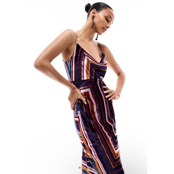 By Anthropologie Tina striped velvet midi slip column dress - Picture 8 of 8